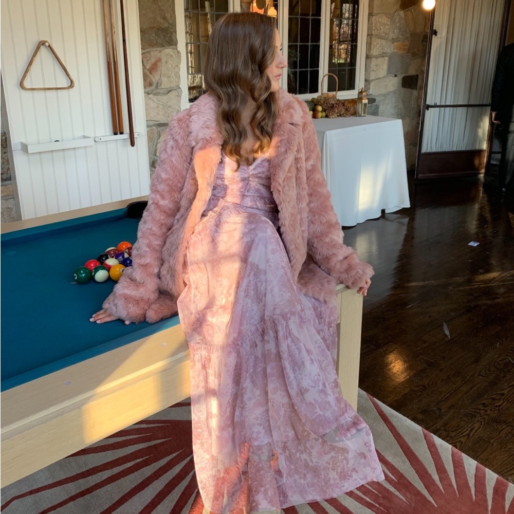 Adrianna Papell pink chiffon gown